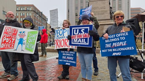 Bundled up with signs